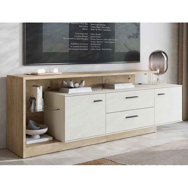 TV stolek Meolo, 191,5 cm, dub cremona/béžový kašmír