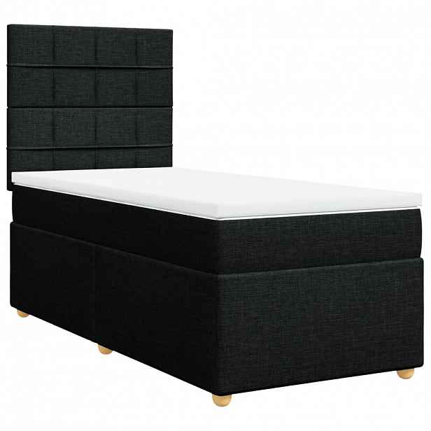 vidaXL Box spring postel s matrací černá 100 x 200 cm textil