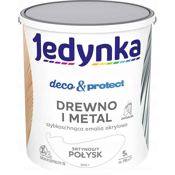 Jedynka Akrylová Smaltová Barva 5 L Bílá Saténový Lesk Dřevo A Kov