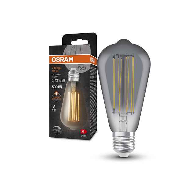 Led žárovka ST64 E27 11W 42W 1800K Stmívatelná Filament Vintage Osram