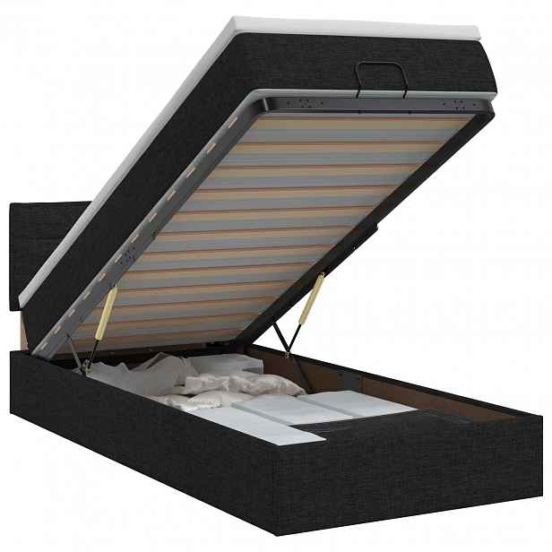 vidaXL Polohovací postel s matrací s čelo Černá 90 x 190 cm Textil