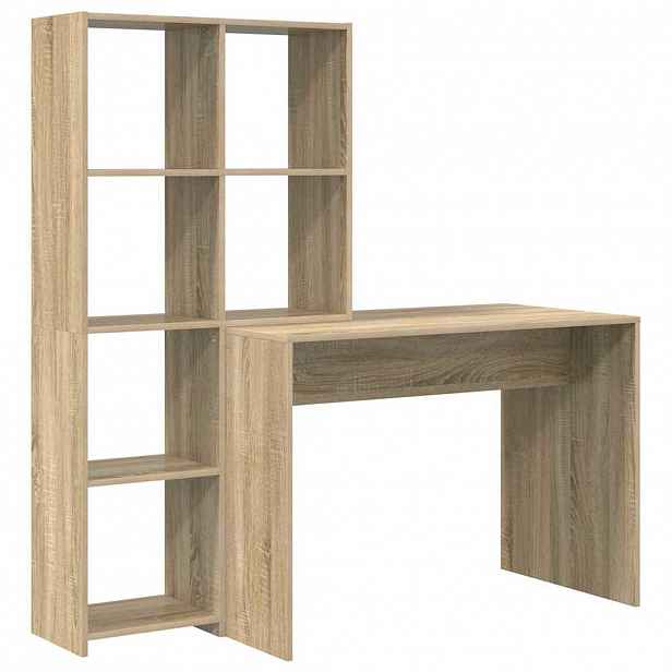 vidaXL Stůl s policí Sonoma dub 138,5 x 55 x 143 cm Kompozitní dřevo