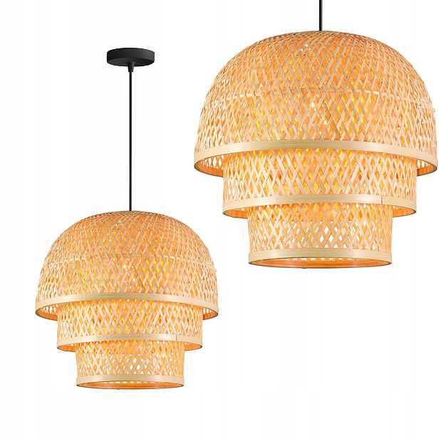 Závěsná lampa Boho Přírodní Hnědá Bambusová Pletená