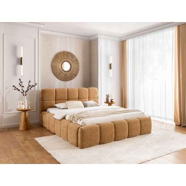 Jednolůžková čalouněná postel 120x200 ZOUZETE - světle hnědá