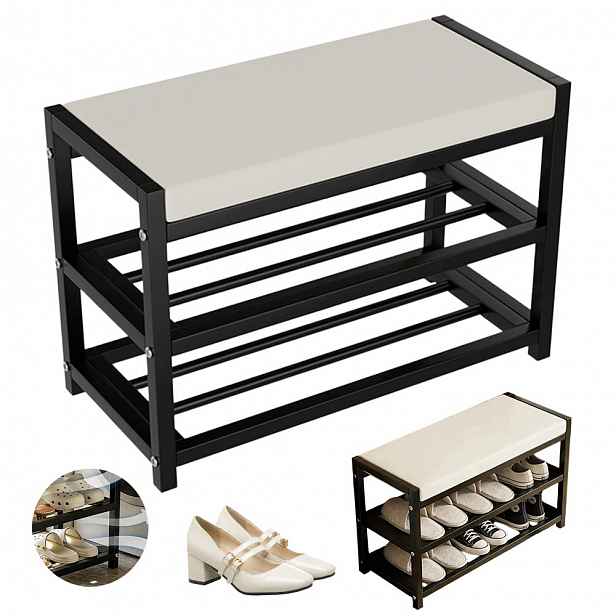Lavička na boty a sedák 80x25x43 cm – s úložným prostorem, ocel