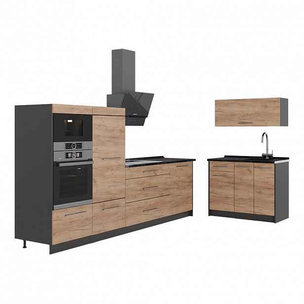 Vicco KUCHYNĚ Fame-Line, Zlatý mocný dub/Antracit, 380 cm, PD Antracit