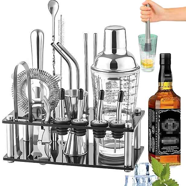 Barmanský Set Na Nápoje 17 Ks Shaker 400ML Muddler Jigger Nalévací Lžička