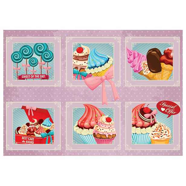 Fototapeta flizelina Sladké království muffiny zmrzlina bonbóny 250 x 175 lepidlo