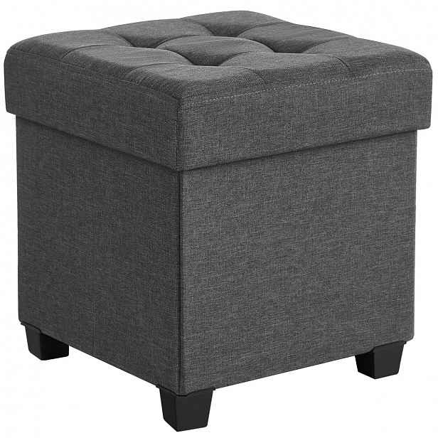 Skládací taburet s úložným prostorem OSCAR 38x38 cm, šedý