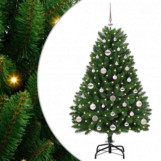 vidaXL Umělý vánoční stromeček se špičkou a koulí 120 cm 150 LED