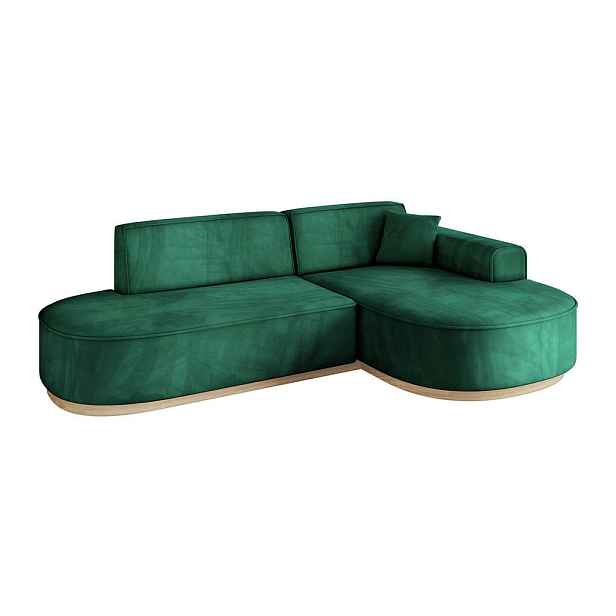 ALTDECOR ROHOVÁ SEDAČKA s otomanem, pravá MARI-L1-v1 243x171x83 Zelená Velur