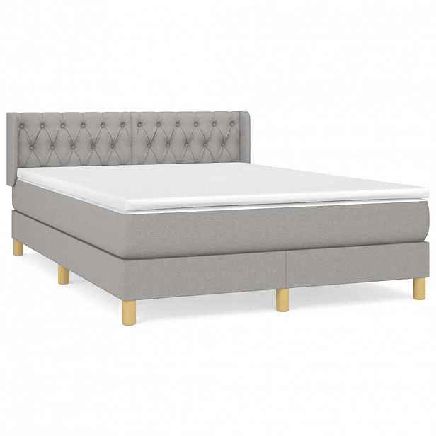 vidaXL Box spring postel s matrací světle šedá 140 x 200 cm textil