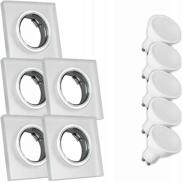 5X Skleněná Lampička Moderní Svítidlo Čtverec Silné Sklo Led Žárovka 5W