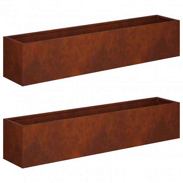 vidaXL Zahradní pěstebník 2 ks Rezavá 80 x 20 x 20 cm
