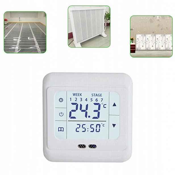 Pokojový Termostat LCD Regulátor Teploty 16A Podlahové Vytápění 2KS