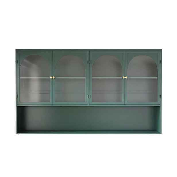Urban Meuble NÁSTĚNNÁ SKŘÍŇKA 120 cm, kov, 4 dvířka, šedé sklo