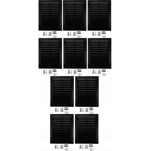 Ventilační Mřížka 14 X 21 CM Šikmá Černá 10 Ks