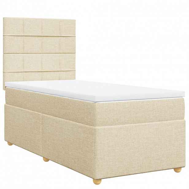 vidaXL Box spring postel s matrací krémová 100 x 200 cm textil