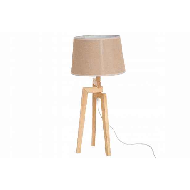 Stolní Noční Lampa Dřevěná Lampa Do Obývacího Pokoje Ložnice 66 cm Béžová S Klosz
