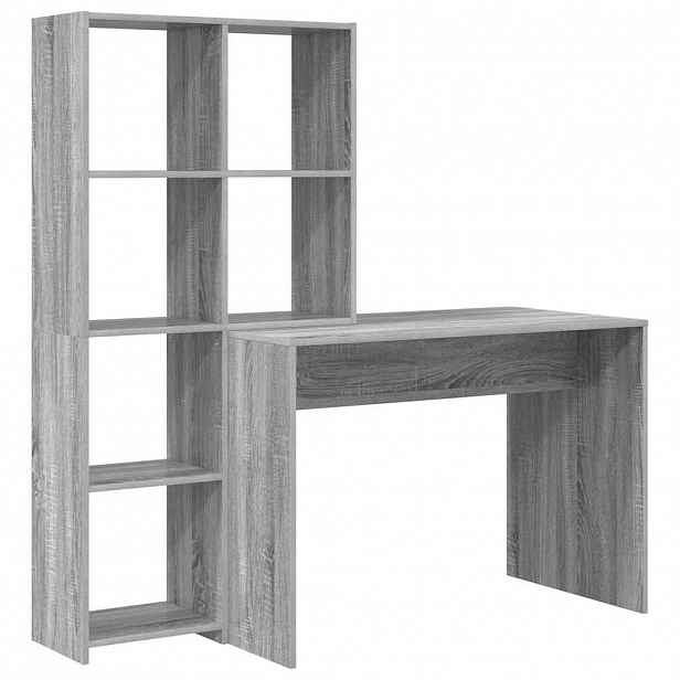 vidaXL Stůl s policí Šedá Sonoma 138,5 x 55 x 143 cm Kompozitní dřevo
