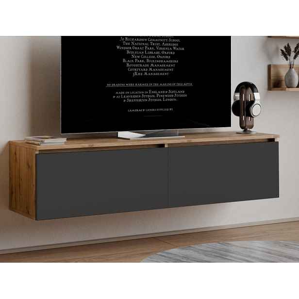 Závěsná TV skříňka Asko Living, 135 cm, dub artisan/antracit