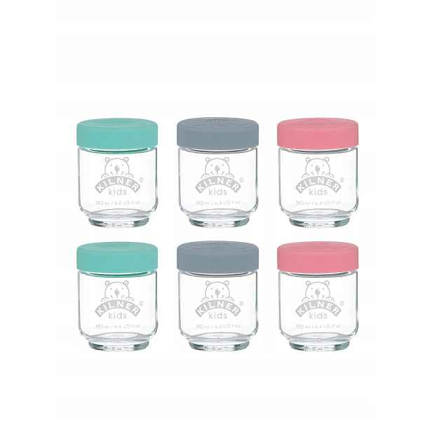 Kilner Kids sklenice 190 ml 6 ks sklo, silikonové víčka