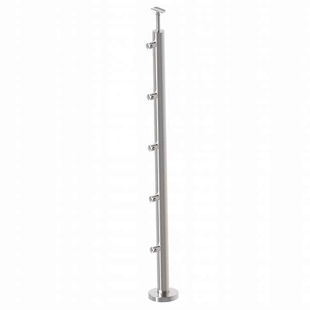 Nerezový sloupek fi 42, 4 x 1100 mm na schody, průchozí úchytky fi 12 mm