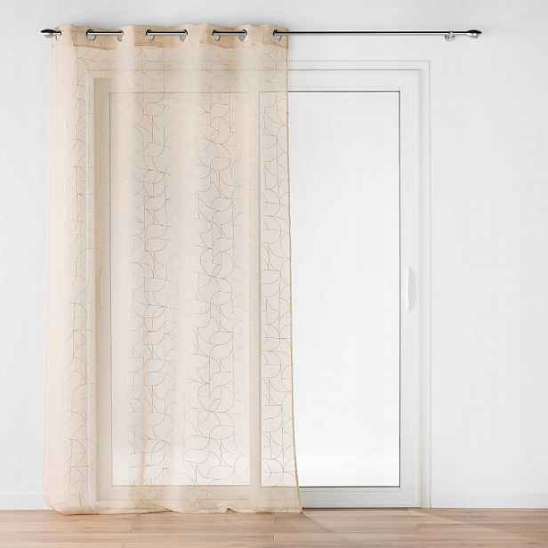 Záclona Béžová Na Očkách Se Zlatým Vzorem 140 X 280 CM Louxor