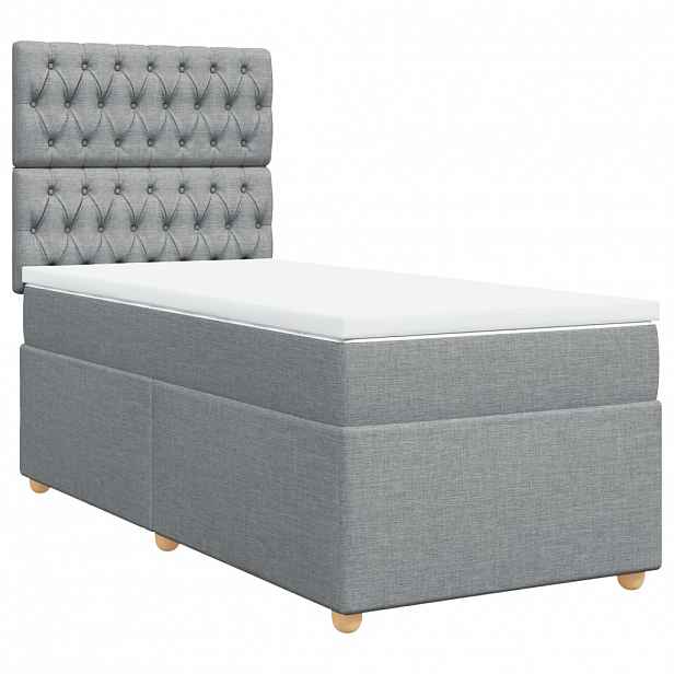 vidaXL Box spring postel s matrací světle šedý 100 x 200 cm textil