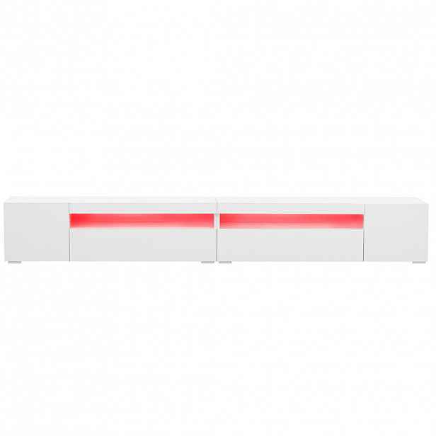 Modfu TV stolek z MDF 240x35,5x38,5 cm bílý s variabilním LED osvětlením a symetrickým designem