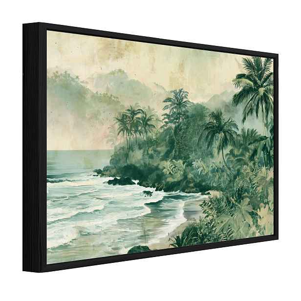 Obraz V Černém Rámu Na Plátně Pláž Palmy Příroda Obývací Pokoj Ložnice 90x60