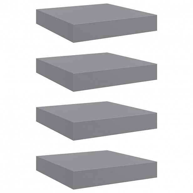 vidaXL Plovoucí nástěnné police 4 ks šedé 23 x 23,5 x 3,8 cm MDF