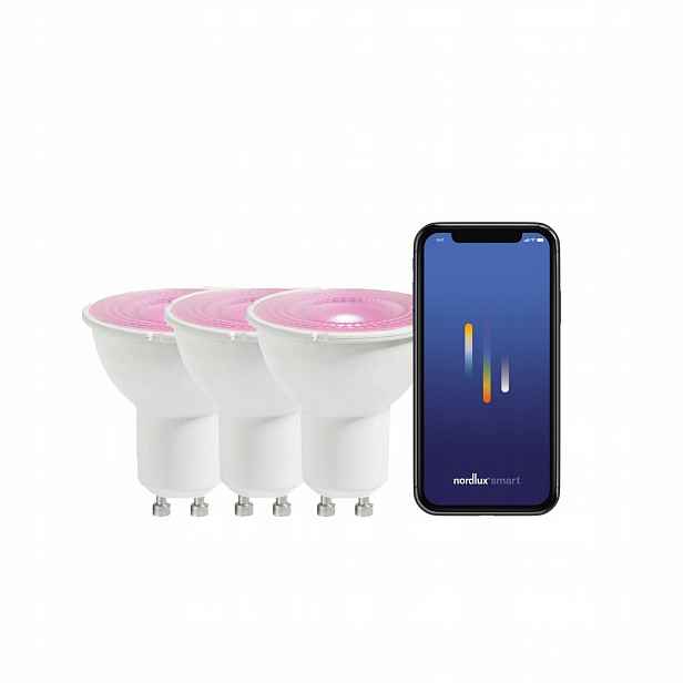 Žárovky Smart GU10 3ks Bezbarvé Led 380lm Cct 2200-6500K Nordlux 5 cm