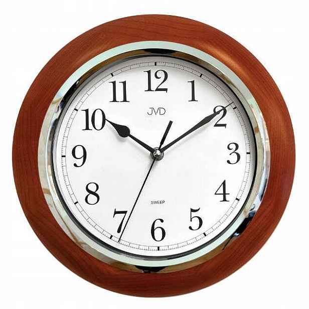 Dřevěné Kulatý Hnědé Tiché Retro Nástěnné Hodiny Jvd NS7111.41 29 cm