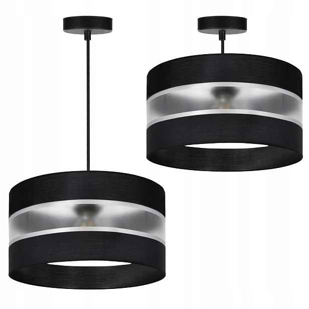 Černá Závěsná Stropní Lampa S Pruhy 30 CM E27
