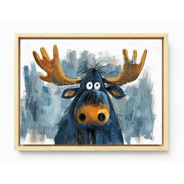 Obraz Rám Americký Box Portrét Zábavný Modrý Los Sob Roháč 80x60