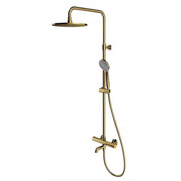 OMNIRES Y - Sprchový set s vanovým termostatem, průměr 25 cm, 5 proudů, zlatá Y1234ALGL