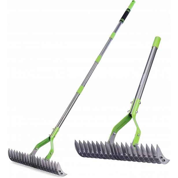 Hrábě Na Listí 178 CM Nastavitelné 38 CM Oboustranné Pro Zahradní Trávník