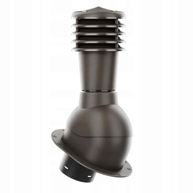 Větrací komín s podstavcem a těsněním 125 mm, nezateplený, tmavě hnědý