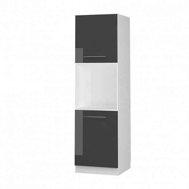 Vicco SKŘÍŇKA NA VESTAVĚNOU TROUBU Fame-Line Antracitový vysoký lesk 60 cm s otevřenou policí