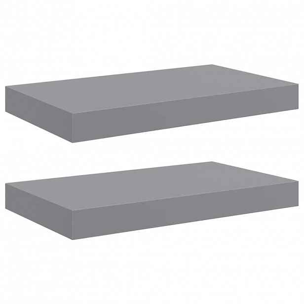 vidaXL Plovoucí nástěnné police 2 ks šedé 40 x 23,5 x 3,8 cm MDF
