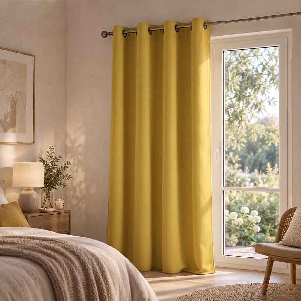 Zatemňovací závěs s kroužky "BLACKOUT" SIERRA 135x250 hořčicová