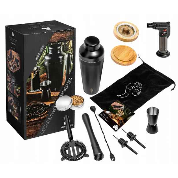 Barmanská sada s uzením whisky Deluxe 2v1 Jako Dárek pro něj Párty