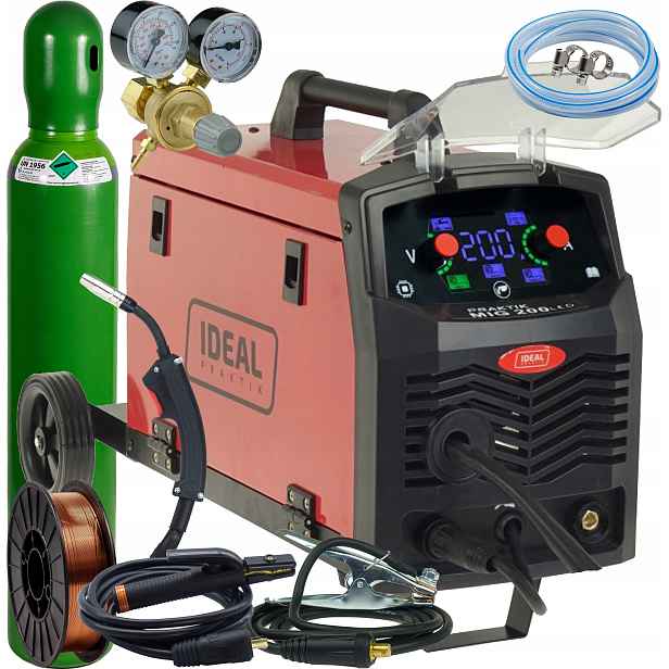 Svařovací Stroj Migomat 200A 60% Mma Praktik Mig 200 Synergic Led Ideal Sada 4