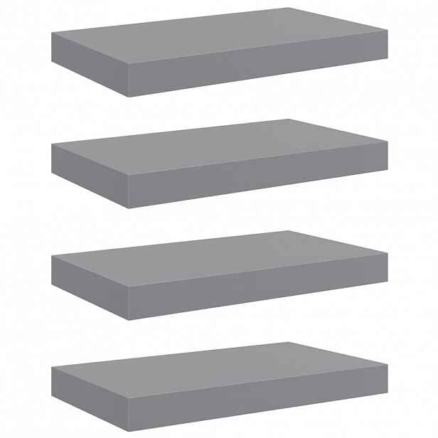 vidaXL Plovoucí nástěnné police 4 ks šedé 40 x 23,5 x 3,8 cm MDF