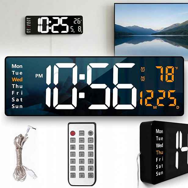 Hodiny Digitální Led Budík Na Stěnu Datum Teplota Usb Dálkové Ovládání