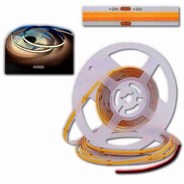 Led pásek Cob 24V 320 diod 10 m Role Neon Barva Neutrální 4000K 800lm Silná