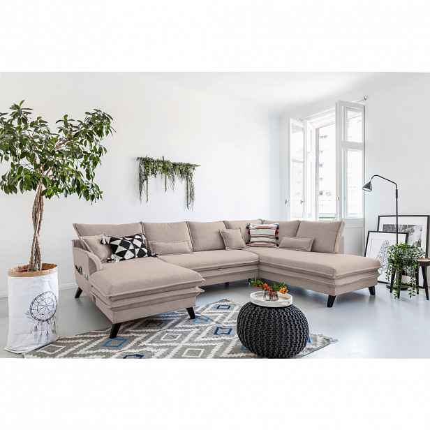 P & B SEDACÍ SOUPRAVA, textil, šedohnědá