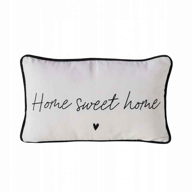 Polštář Bavlněný Bílý S Nápisem „home Sweet Home“ 50 X 30 CM