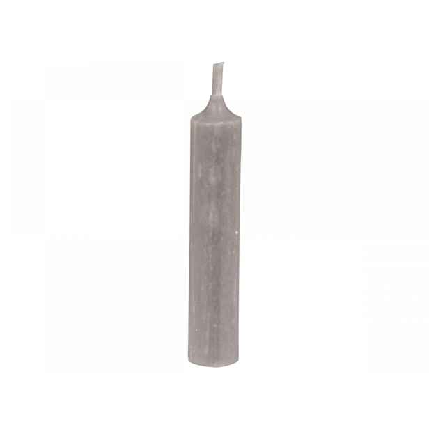 Šedá lněná úzká krátká svíčka Short dinner linen - Ø 2 *11cm / 4.5h Chic Antique
